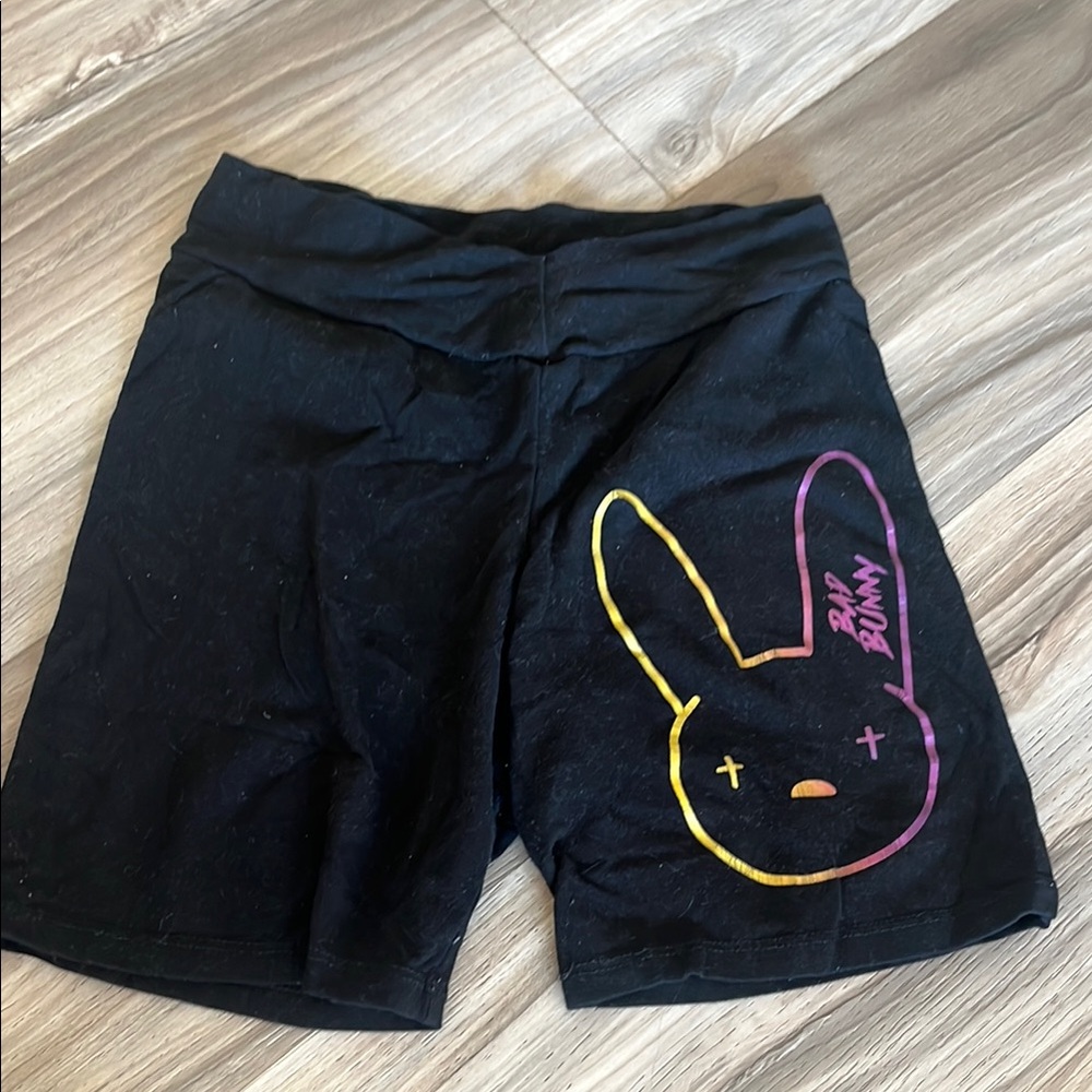 Black Shorts with Colorful Bunny Design